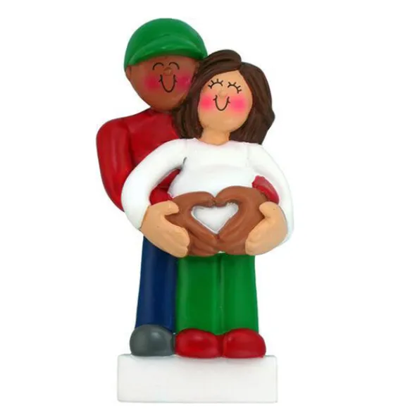 Store Personalized We'Re Expecting Couple Ornament - African American Male And Brunette Female Expecting & New Family