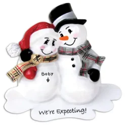 Fashion PolarX Personalized We'Re Expecting Snowman Couple Ornament
