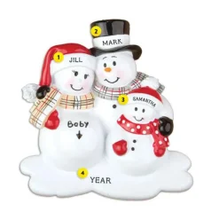 Cheap PolarX Personalized We'Re Expecting Snowman Family With 1 Child Ornament
