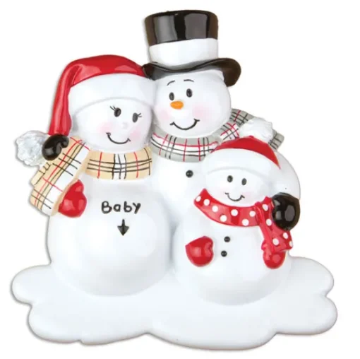 Cheap PolarX Personalized We'Re Expecting Snowman Family With 1 Child Ornament