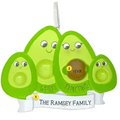 Shop Personalized We'Re Expecting Avocado Family With 2 Children Ornament Expecting & New Family
