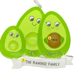 Flash Sale PolarX Personalized We'Re Expecting Avocado Family With 1 Child Ornament