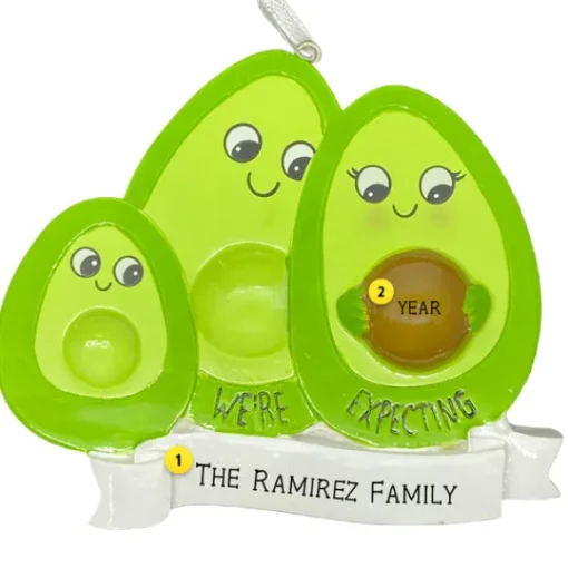 Flash Sale PolarX Personalized We'Re Expecting Avocado Family With 1 Child Ornament