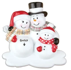 Best Sale Personalized We'Re Expecting Snowman Family With 1 Child Ornament Expecting & New Family