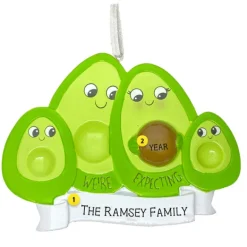 Store PolarX Personalized We'Re Expecting Avocado Family With 2 Children Ornament