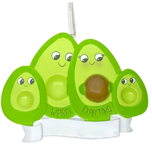 Store PolarX Personalized We'Re Expecting Avocado Family With 2 Children Ornament