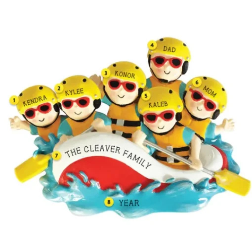 Best Sale PolarX Personalized White Water Rafting Family Of 6 Ornament