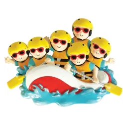 Best Sale PolarX Personalized White Water Rafting Family Of 6 Ornament