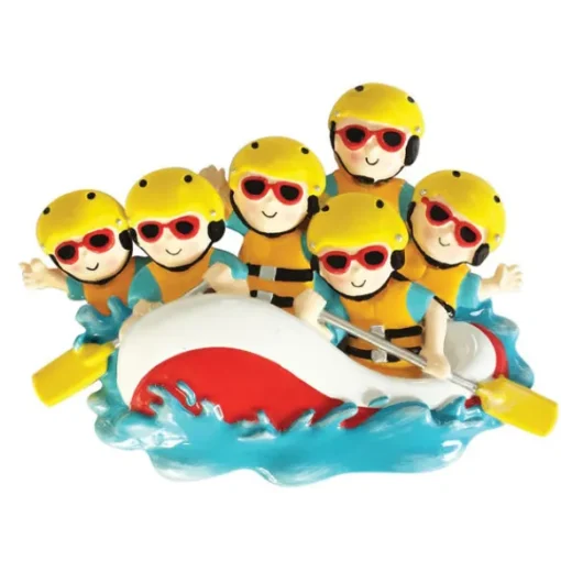 Best Sale PolarX Personalized White Water Rafting Family Of 6 Ornament