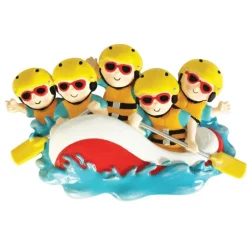Store PolarX Personalized White Water Rafting Family Of 5 Ornament