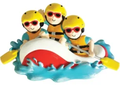 Discount PolarX Personalized White Water Rafting Family Of 3 Ornament