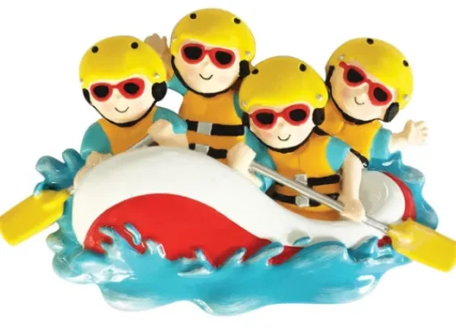 Shop PolarX Personalized White Water Rafting Family Of 4 Ornament