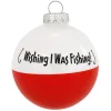 Cheap Bronners Personalized Wish I Was Fishing Glass Bulb Ornament