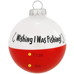 Cheap Bronners Personalized Wish I Was Fishing Glass Bulb Ornament