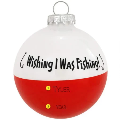 Cheap Bronners Personalized Wish I Was Fishing Glass Bulb Ornament