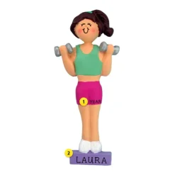 Shop Ornament Central Personalized Workout Girl Ornament - Brown Hair