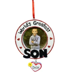 Cheap Personalized World's Greatest Son Frame Ornament Family Members