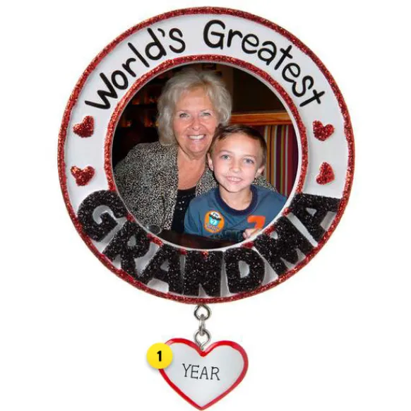 Clearance Personalized World's Greatest Grandma Frame Ornament Family Members