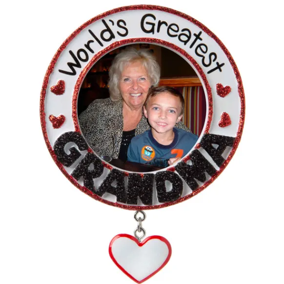 Clearance Personalized World's Greatest Grandma Frame Ornament Family Members