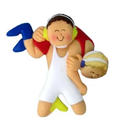 Store Ornament Central Personalized Wrestler - Male, Brunette Ornament