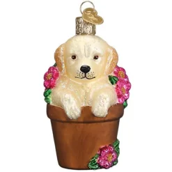 Shop Old World Christmas Puppy In Flower Pot Ornament -