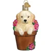 New Puppy In Flower Pot Ornament - Garden, Birds & Insects