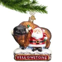 Best Old World Christmas Santa With Bison Yellowstone Ornament -