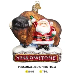 Best Old World Christmas Santa With Bison Yellowstone Ornament -