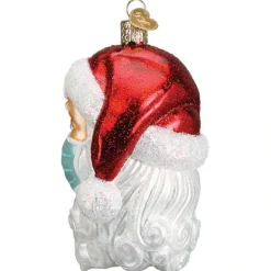 Shop Santa With Face Mask Ornament - Vaccinated / Covid-19