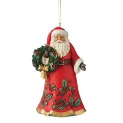 Flash Sale Santa With Wreath Ornament - Jim Shore