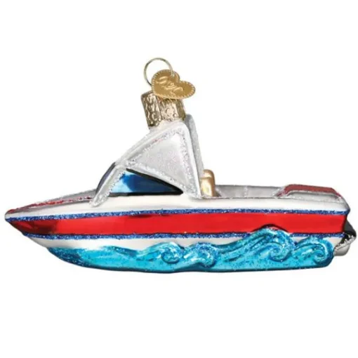 New Old World Christmas Ski Boat Ornament -