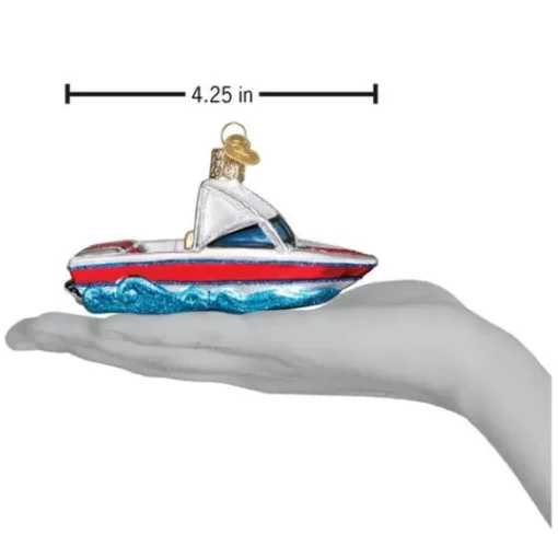 New Old World Christmas Ski Boat Ornament -