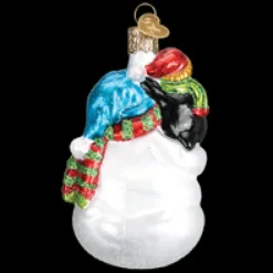 Hot Old World Christmas Snowman With Penguin Pal Ornament -