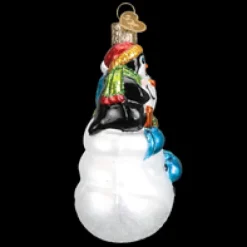 Hot Old World Christmas Snowman With Penguin Pal Ornament -