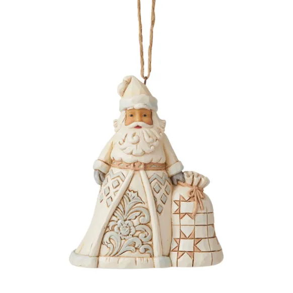 Sale White Woodland Santa With Toy Bag Ornament - Jim Shore