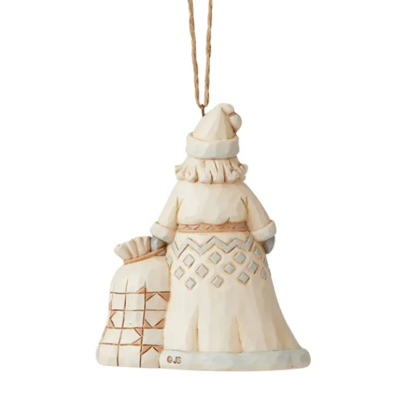 Sale White Woodland Santa With Toy Bag Ornament - Jim Shore