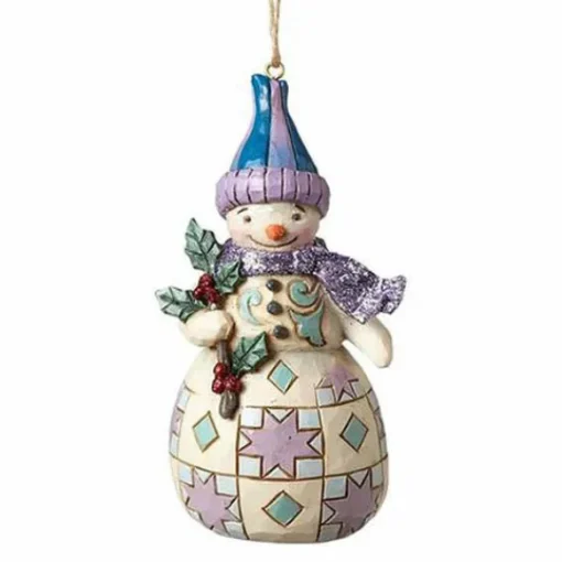 Clearance Wonderland Snowman With Holly Ornament - Jim Shore